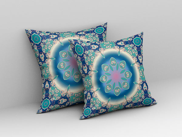Homeroots 26” Blue Turquoise Jewel Indoor Outdoor Zippered Throw Pillow   410913