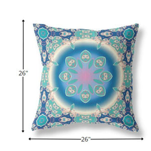 Homeroots 26” Blue Turquoise Jewel Indoor Outdoor Zippered Throw Pillow   410913