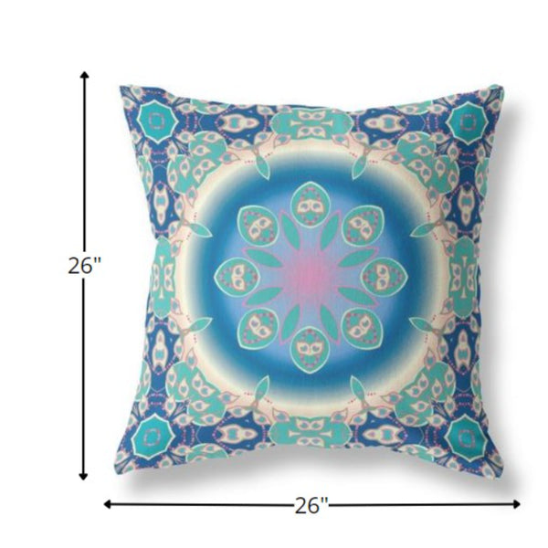 Homeroots 26” Blue Turquoise Jewel Indoor Outdoor Zippered Throw Pillow   410913