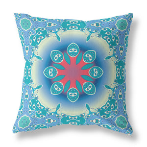 Homeroots 26” Turquoise Pink Jewel Indoor Outdoor Zippered Throw Pillow   410918