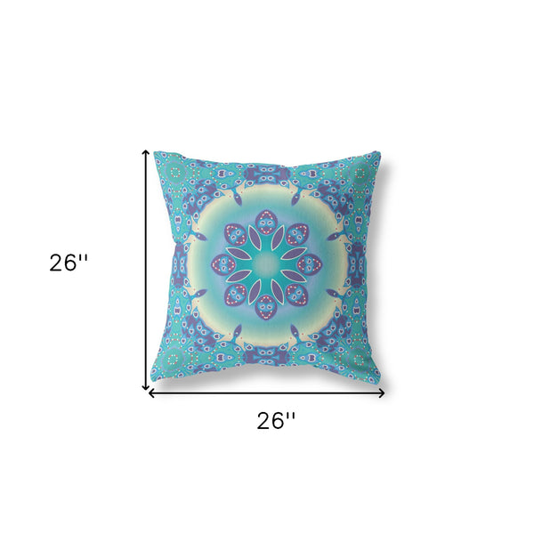 Homeroots 26” Green Blue Jewel Indoor Outdoor Zippered Throw Pillow   410933