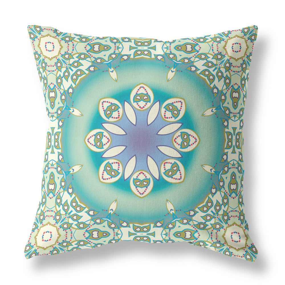 Homeroots 26” Turquoise Olive Jewel Indoor Outdoor Zippered Throw Pillow   410943