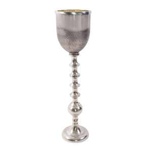 Howard Elliott Black Diamond Glass Chalice On Unique Turned Metal Stand – Captivating Decor For Any Room Silver Cast Aluminum 41095-howard-elliott
