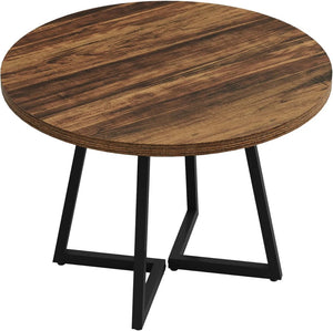 English Elm Round Fluted Drum Base Coffee Table Warm Wood Finish for Modern Farmhouse Living Rooms T3971P463508