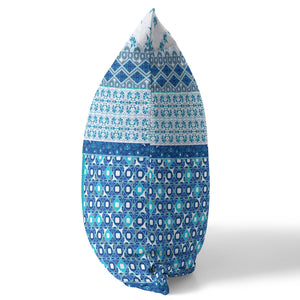 Homeroots 26” Blue White Patch Indoor Outdoor Zippered Throw Pillow   410963