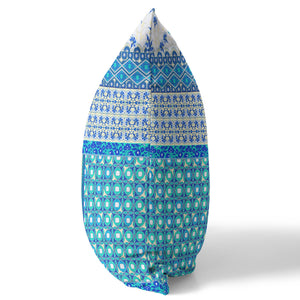 Homeroots 26” Turquoise Blue Patch Indoor Outdoor Zippered Throw Pillow   410998