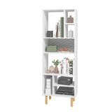 Manhattan Comfort Essex Mid-Century Modern Bookcase White and Zebra 410AMC176