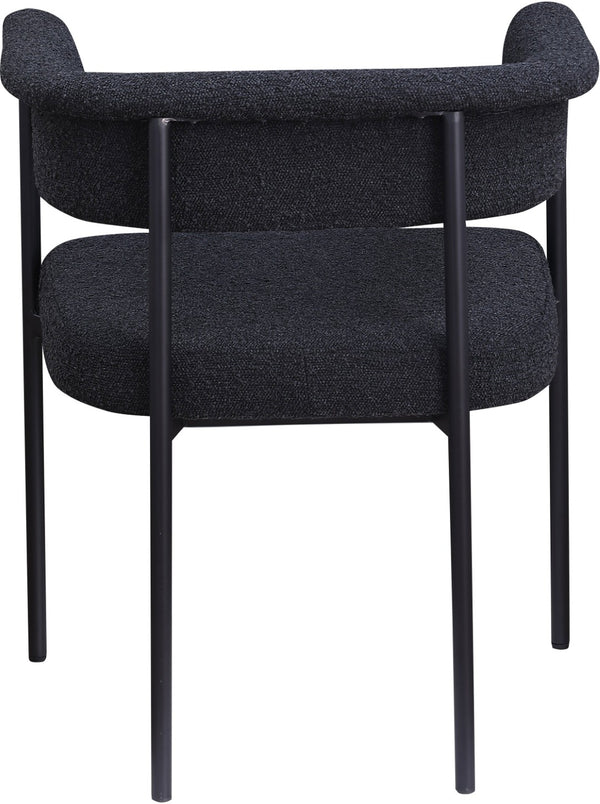 Meridian Furniture Malin Upholstered Dining Chair with Matte Black Iron Frame for Modern Rooms Black Boucle Fabric 410Black-C