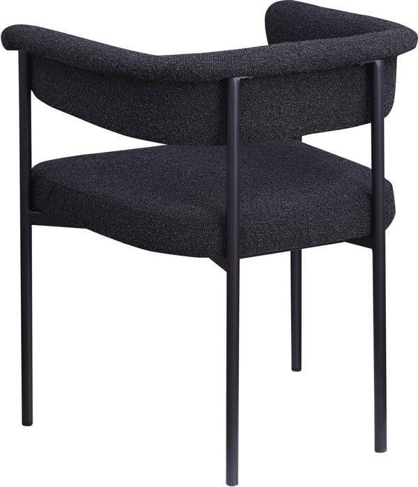 Meridian Furniture Malin Upholstered Dining Chair with Matte Black Iron Frame for Modern Rooms Black Boucle Fabric 410Black-C