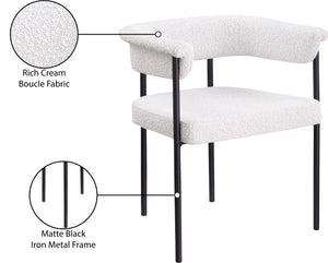 Meridian Furniture Malin Upholstered Dining Chair with Matte Black Iron Frame for Modern Rooms Cream Boucle Fabric 410Cream-C