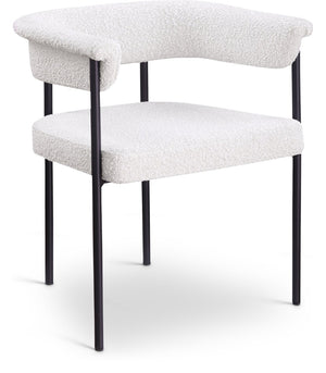 Meridian Furniture Malin Upholstered Dining Chair with Matte Black Iron Frame for Modern Rooms Cream Boucle Fabric 410Cream-C