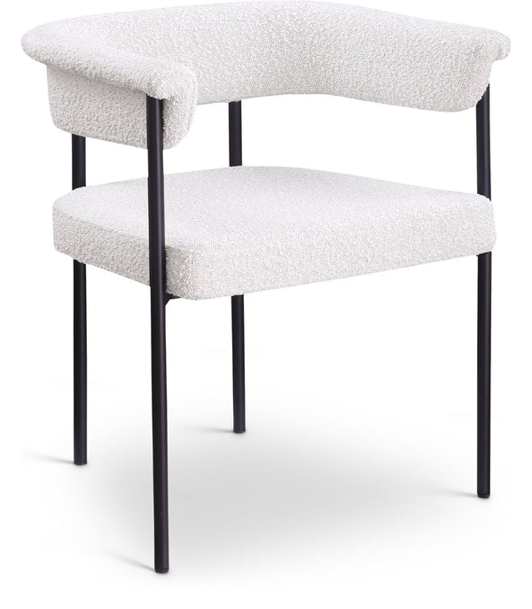 Meridian Furniture Malin Upholstered Dining Chair with Matte Black Iron Frame for Modern Rooms Cream Boucle Fabric 410Cream-C
