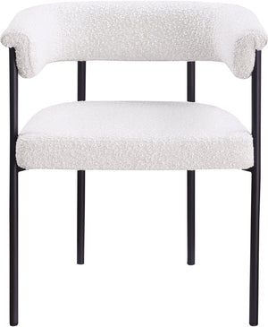 Meridian Furniture Malin Upholstered Dining Chair with Matte Black Iron Frame for Modern Rooms Cream Boucle Fabric 410Cream-C