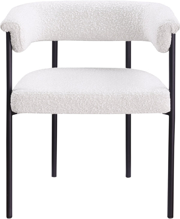 Meridian Furniture Malin Upholstered Dining Chair with Matte Black Iron Frame for Modern Rooms Cream Boucle Fabric 410Cream-C