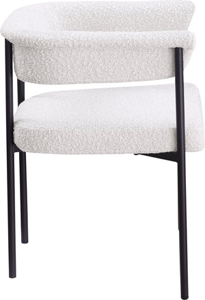 Meridian Furniture Malin Upholstered Dining Chair with Matte Black Iron Frame for Modern Rooms Cream Boucle Fabric 410Cream-C