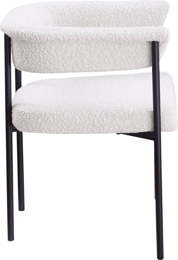 Meridian Furniture Malin Upholstered Dining Chair with Matte Black Iron Frame for Modern Rooms Cream Boucle Fabric 410Cream-C