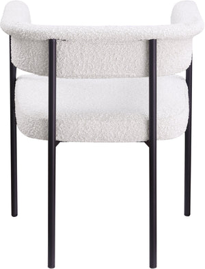 Meridian Furniture Malin Upholstered Dining Chair with Matte Black Iron Frame for Modern Rooms Cream Boucle Fabric 410Cream-C