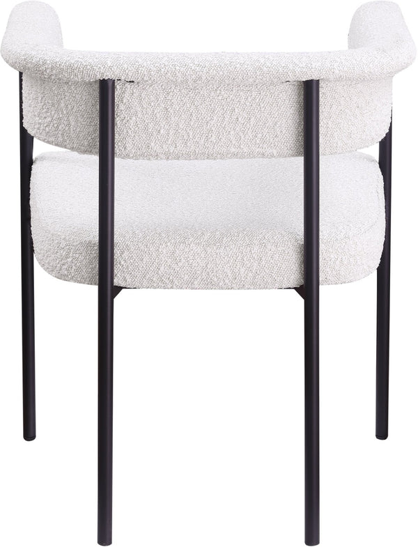 Meridian Furniture Malin Upholstered Dining Chair with Matte Black Iron Frame for Modern Rooms Cream Boucle Fabric 410Cream-C