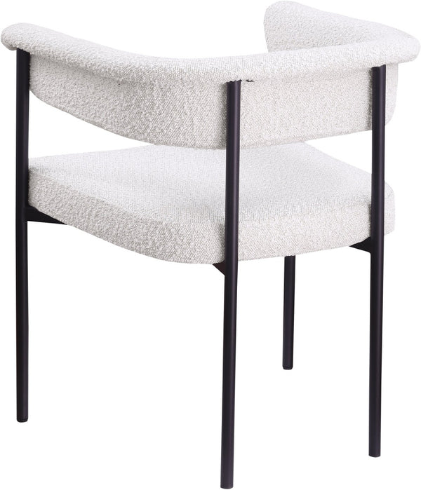 Meridian Furniture Malin Upholstered Dining Chair with Matte Black Iron Frame for Modern Rooms Cream Boucle Fabric 410Cream-C