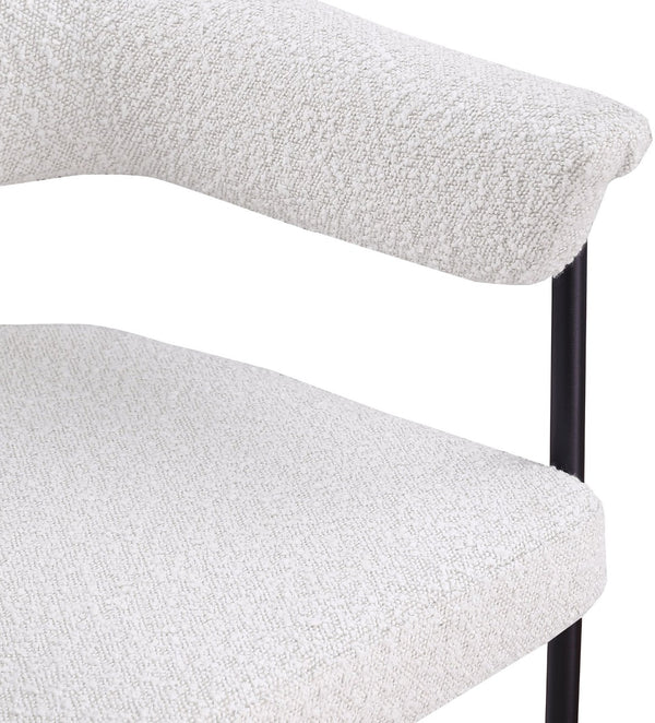 Meridian Furniture Malin Upholstered Dining Chair with Matte Black Iron Frame for Modern Rooms Cream Boucle Fabric 410Cream-C