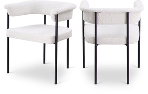 Meridian Furniture Malin Upholstered Dining Chair with Matte Black Iron Frame for Modern Rooms Cream Boucle Fabric 410Cream-C