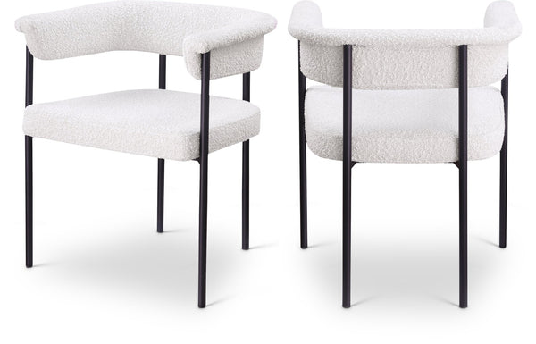 Meridian Furniture Malin Upholstered Dining Chair with Matte Black Iron Frame for Modern Rooms Cream Boucle Fabric 410Cream-C