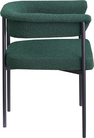 Meridian Furniture Malin Upholstered Dining Chair with Matte Black Iron Frame for Modern Rooms Green Boucle Fabric 410Green-C