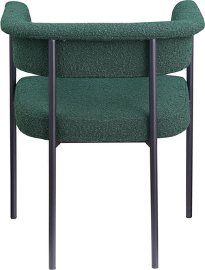 Meridian Furniture Malin Upholstered Dining Chair with Matte Black Iron Frame for Modern Rooms Green Boucle Fabric 410Green-C