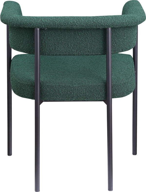 Meridian Furniture Malin Upholstered Dining Chair with Matte Black Iron Frame for Modern Rooms Green Boucle Fabric 410Green-C