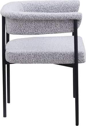 Meridian Furniture Malin Upholstered Dining Chair with Matte Black Iron Frame for Modern Rooms Grey Boucle Fabric 410Grey-C