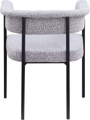 Meridian Furniture Malin Upholstered Dining Chair with Matte Black Iron Frame for Modern Rooms Grey Boucle Fabric 410Grey-C