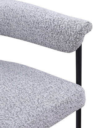 Meridian Furniture Malin Upholstered Dining Chair with Matte Black Iron Frame for Modern Rooms Grey Boucle Fabric 410Grey-C