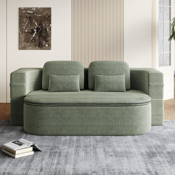 English Elm 75''2-In-1 Foldable Sofa Bed, Cozy Corduroy Lounge Chair With Blanket & Pillows For Versatile Relaxation W834P317048