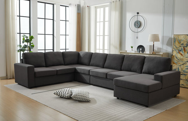 English Elm Large Modular L Shaped Sectional Sofa with Plush Cushions for Contemporary Living Rooms B2730S00053