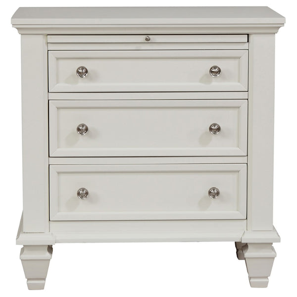 English Elm Rocco Queen Storage Bed Set Carved Hardwood Cream Finish Brushed Nickel Four Piece B062S00735