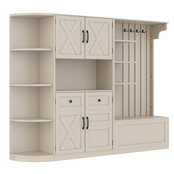 English Elm Multifunctional Hall Cabinet & Tree: Versatile 2-In-1 Storage Solution With Hooks For Entryway Style W1580S00185