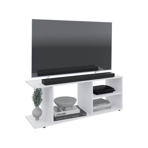 English Elm Goodwood Minimalistic TV Stand with 5 Open Shelves for Up to 60" TVs — Stylish, Sturdy Media Console White 50 L x 15 W x 3 H B200P235843