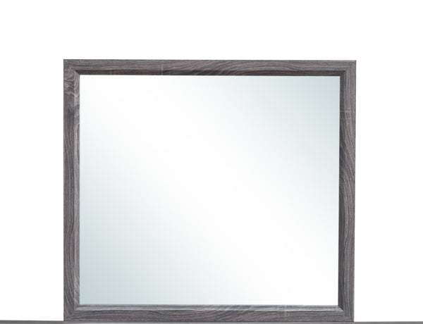 English Elm MIRAGE Modern Foil Grey Mirror with Wood Trim for Dressers – MDF & Glass, Contemporary Accent Piece B201P226160