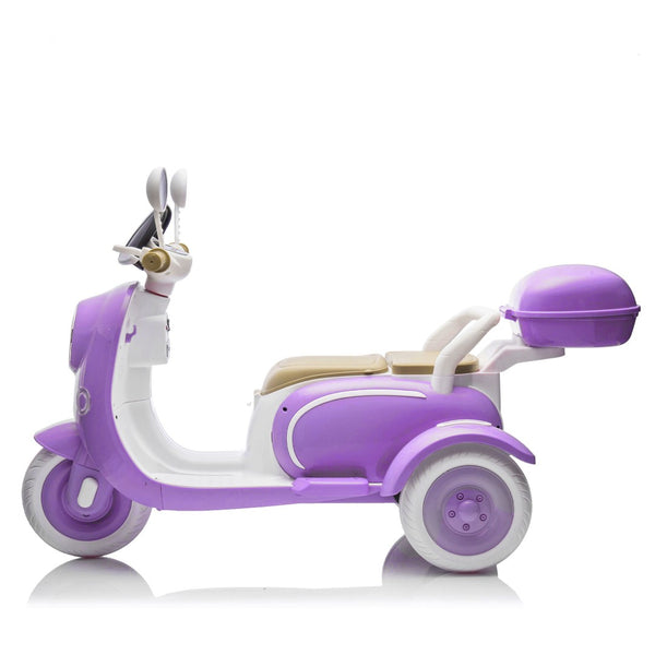 English Elm 12v Dual Motor Two Seater Kids Electric Ride on Trike with Bluetooth and Foldable Parent Seat W1578P295836