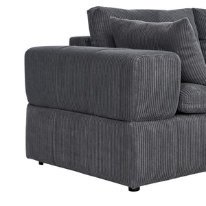 English Elm Large Corduroy Modular Sectional Sofa with Two Ottomans for Family Room Comfort Dark Gray B2748S00040