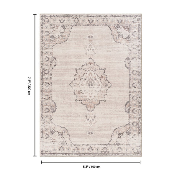 English Elm Majestic Medallion Area Rug Low Pile Polyester Weave for Living Room or Entryway B186P428867