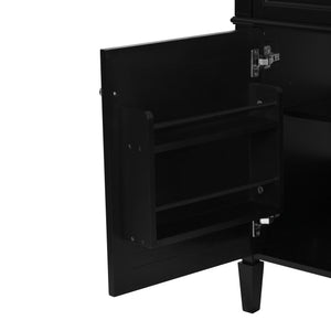 English Elm 36'' Modern Bathroom Vanity Cabinet with Tip-Out Drawer, Adjustable Shelf, Smooth Metal Slides, Solid Wood Frame Black N710P186084B