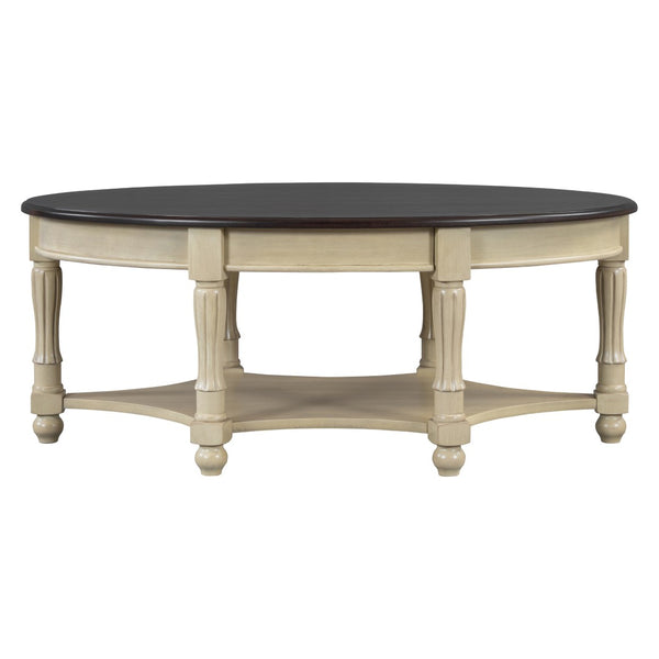 English Elm Vintage Oval Coffee Table With Drawer & Storage Shelf - French Country Charm For Living Rooms N735P277388K-GIGA