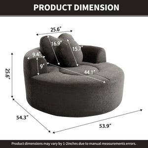 English Elm Round Cloud Sofa Bed Waffle Fabric Memory Foam Convertible Couch for Small Space Living Black+ Gray W3224P492085