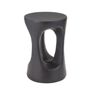 English Elm 14 Inch Handcrafted Mgo Cylinder Side Table Matte Black for Indoor Outdoor Spaces N772P390735B