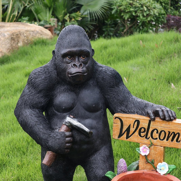 English Elm Outdoor Bear Planter Sculpture Hand Painted Resin Yard Statue for Garden Pathways W5398P455474