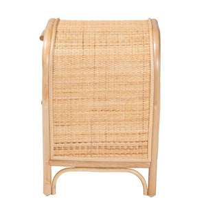 English Elm Bohemian Woven Rattan Two Drawer Nightstand with Handcrafted Texture for Boho Bedrooms B2750P467732