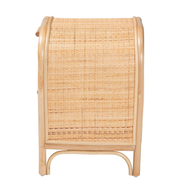 English Elm Bohemian Woven Rattan Two Drawer Nightstand with Handcrafted Texture for Boho Bedrooms B2750P467732