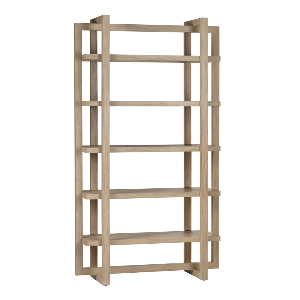 Crestview Collection Transitional Etagere Bookcase - Modern 5-shelf Display Unit With Natural Finish & Minimalist Design Tan Solid Wood Cvfdr1234
