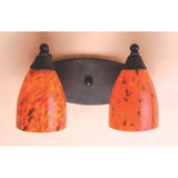 Classico 14'' Wide 2-Light Vanity Light - Dark Rust with Fire Red Glass 411-2FR Elk Lighting